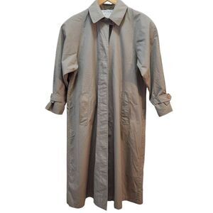 Claudia Barnes Petites trench jacket gray size 6 cotton blend 80's 90's